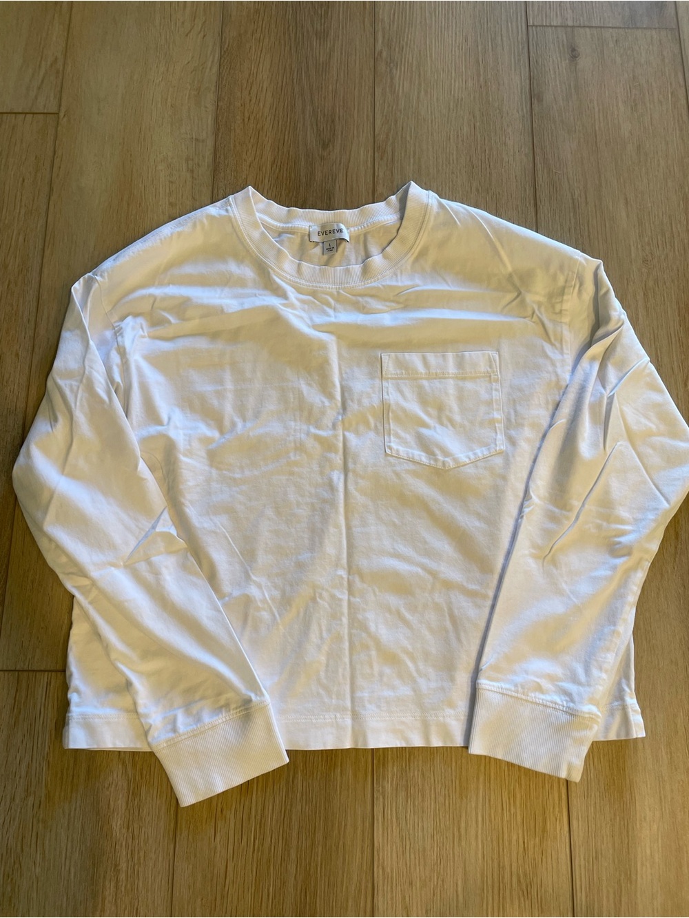 Everlane Size Large White Long-Sleeve Pocket Tee